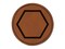 Hexagon Border Outline Round Iron-On Engraved Faux Leather Patch Applique - 2.5"